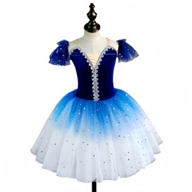 Children's Ballet Skirt, Girls' Dance Dress, Tight Gauze Skirt, Ballet Dancer Costume, Stage Collective Performance Costume (US, Age, 4 Years, 5 Years, Royal Blue 2)