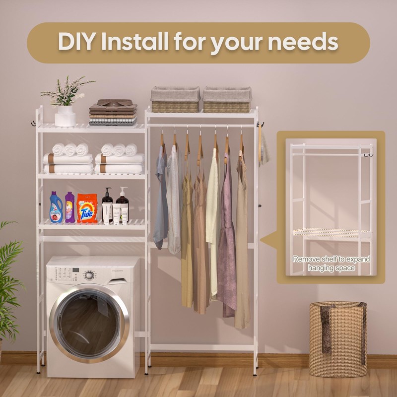 Cozivolife Over The Washer and Dryer Storage Shelf Bamboo,5 Tiers