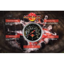 Black Face BBQ Grill Thermometer 50F-900F High Temp Range Heavy Duty Premium Quality Smoker Thermo 2 Inch or 3" with M8 or 1/2 NPT Thread