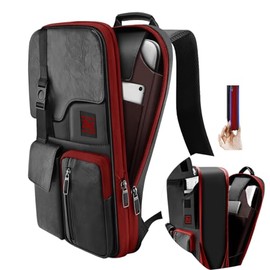 ZINZ Slim & Expandable 15 15.6 16 Inch Laptop Backpack for Business, Waterproof Anti-Theft Travel Backpack Daypack for Men and Women -Black&Red