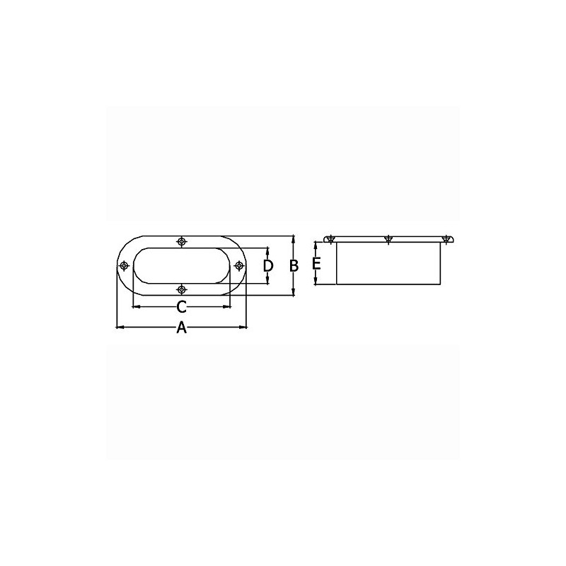 White Water 6204S Stainless Oval Hawse Pipe, 4-1/2” x 1-1/2”