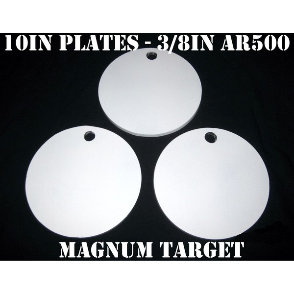 Magnum Target 10in. AR500 Shooting Targets - 3/8in Thk Pistol/Rifle Targets - 3pc Steel Target