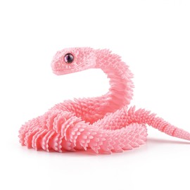 3D Printed Animal Snake, 23.6 Inches 3D Printed Snake Toy,3D Printed Simulate Snake Animal Articulated Flexible Snake Funny Fidget Toys Home Class Prize Christmas Party Favors（Pink）