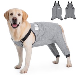 Dog Recovery Suit for Hid Leg, Soft Stretchy Pants for Hip Thigh Wound Protective Sleeves to Prevent Licking (Grey, 5XL(Reference Weight 65-88 lbs))