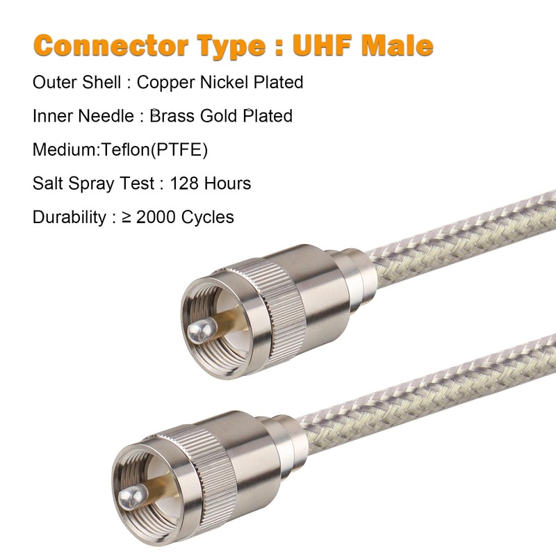 MOOKEERF CB Coax Cable 15ft,RG8X Stranded Core UHF PL259 Male