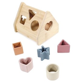 Hudson Baby Wood and Silicone Shape Sorter Toy, Multicolor, One Size