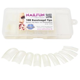 Pack of 100 Square Tips Natural with Light C-Curve in Tipbox - ABS Quality