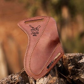 ADAM KNIVES Leather Knife Sheath For Belt, Slanted Pancake Sheath, Tooled Leather Sheath, Beautiful Cow Boy Bull Cutter Knife Leather Cover 100% Real Leather (Leather)