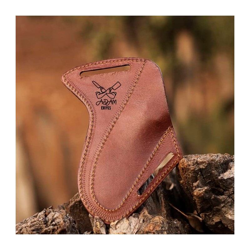 ADAM KNIVES Leather Knife Sheath For Belt, Slanted Pancake Sheath,