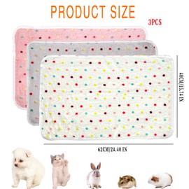 3 Pcs Puppy Blankets Washable Small Animal Fleece Beddin Soft Cats Blankets Small Reusable Pet Sleep Blankets Coral Velvet Hamster Cage Liners for Hamster Ferret Rabbits 40 * 60cm