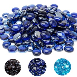 NICOLEKAY 10-Pound Fire Glass Beads - 1/2" High Luster Fire Glass Drops for Fireplace Fire Pit | Gas Log Sets | Landscaping | Fish Tank, Royal Cobalt Blue Luster (Royal Cobalt Blue)