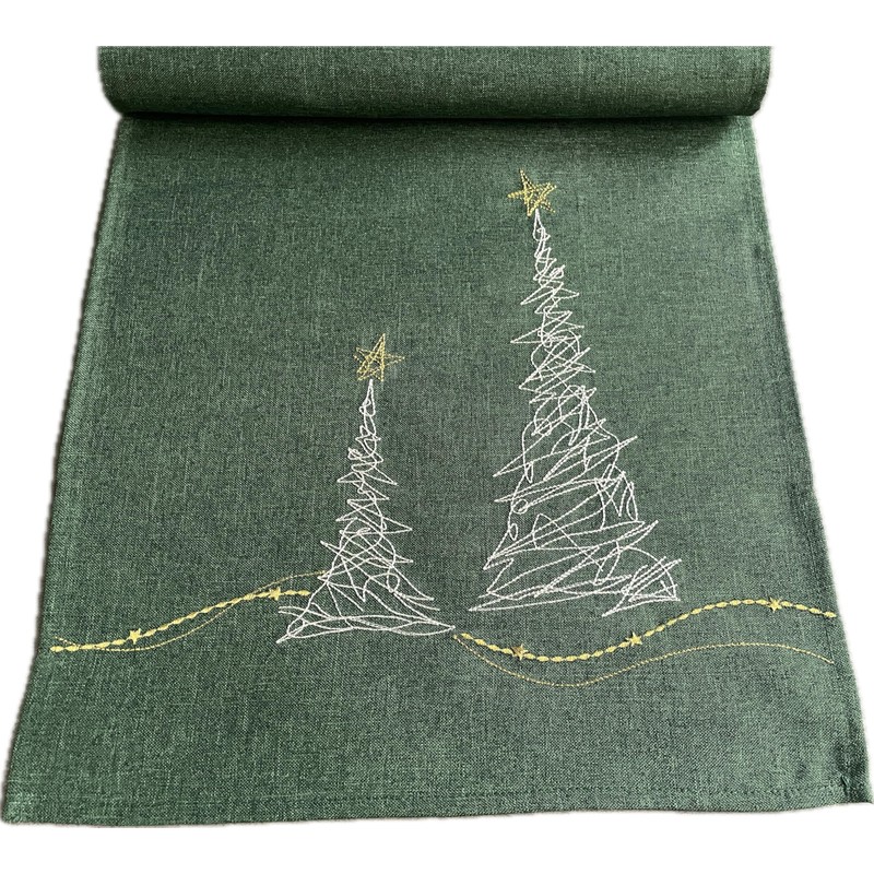 khevga Table Runner Tablecloth Christmas Modern in Grey with Embroidery