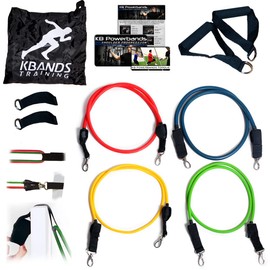 Kbands Training KB Powerbands Resistance Bands Set, Exercise Bands with Handles, Door Anchor, 2 Anchor Straps, Digital Training Downloads, Resistance Training, Physical Therapy