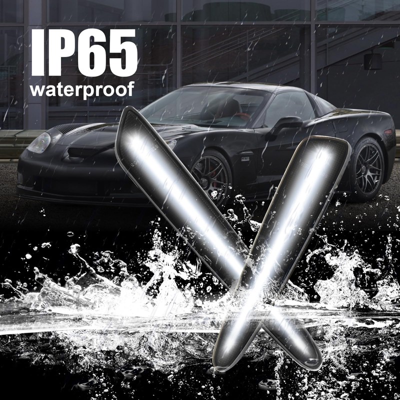 GearUp White LED Side Marker Lights Compatible with Corvette C6