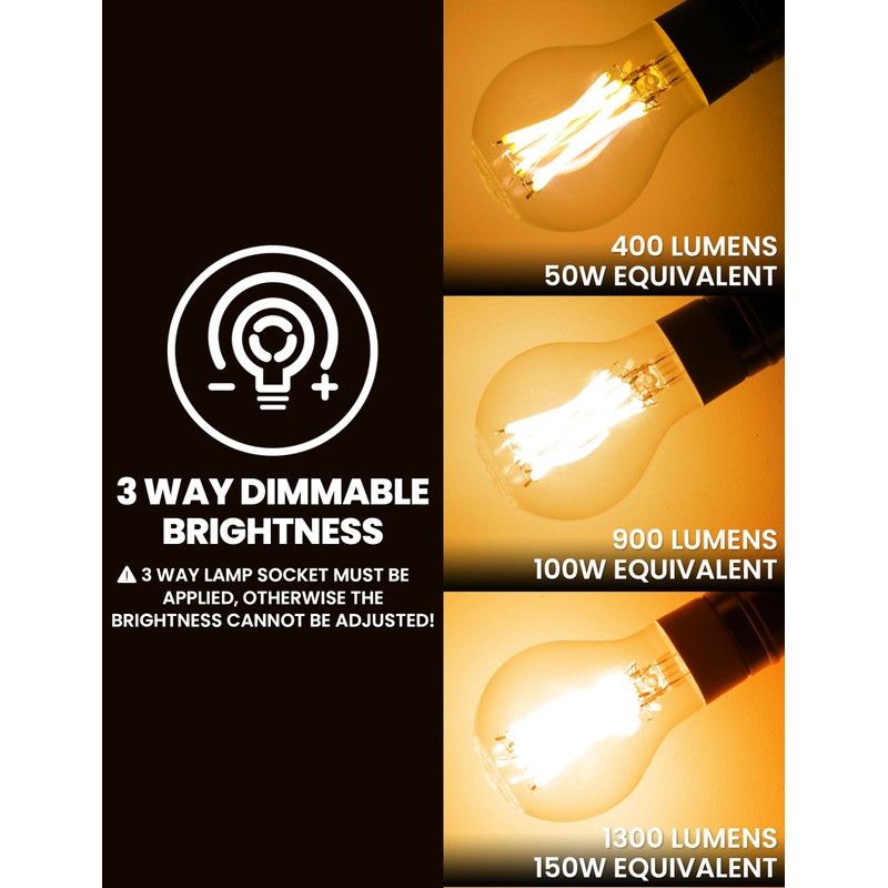 3 Way Light Bulbs 50 100 150w Equivalent, Soft White