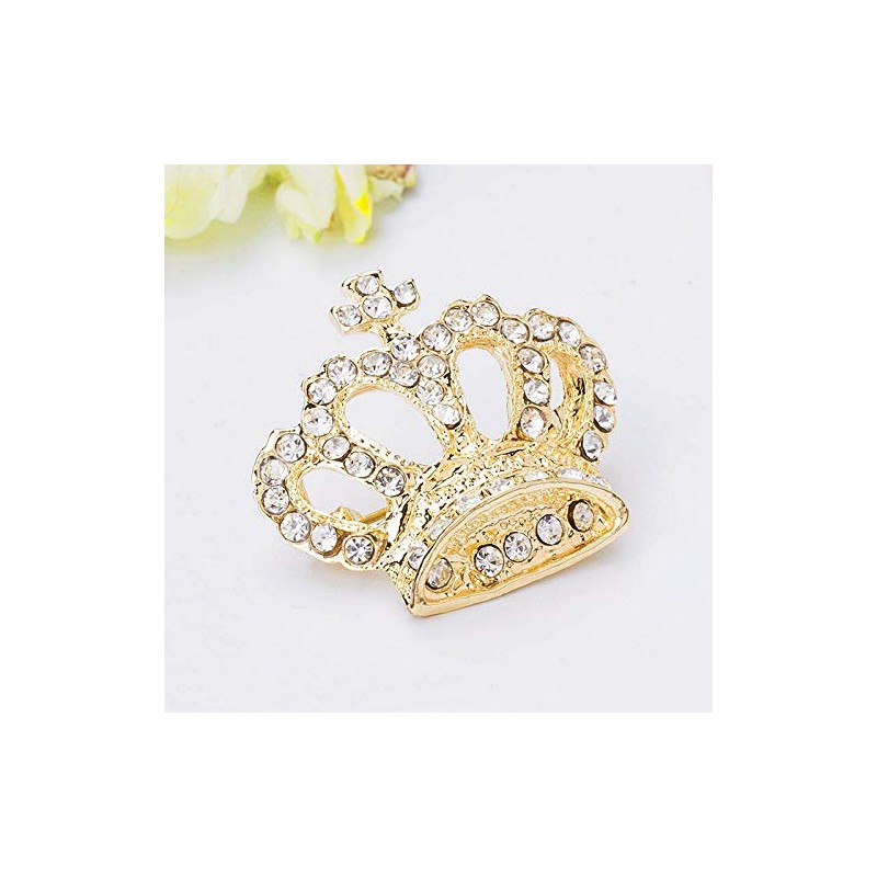 Seraphis Crystal Crown Brooch Rhinestone Gold Pin Badge Fashion Jewelry