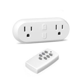 HBN Wireless Remote Control Outlet with 2 Individual Switch Control, Compact Design Sockets Plug Up to 100ft Remote Range, Battery Included, 15A/1875W, ETL Certified