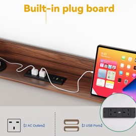 DWVO Queen Size Floating Bed Frame with Charging Station, Led Bed Frame with Hidden Storage Headboard, PU Upholstered Platform Bed, Heavy Duty Metal Slats, No Box Spring Needed, Easy Assembly, Grey