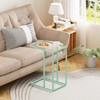 C Shaped Table,Glass Side End Table for Sofa,Tempered Glass Snack