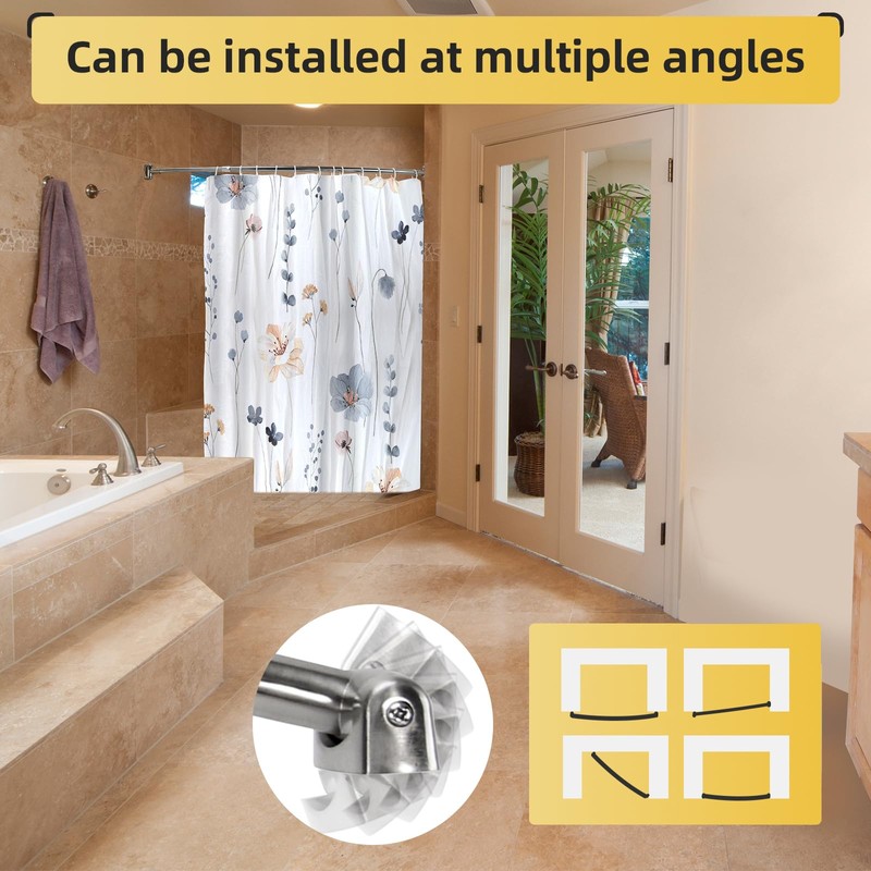 Adjustable 30-45 inches Curved Shower Curtain Rod, Premium Stainless Steel