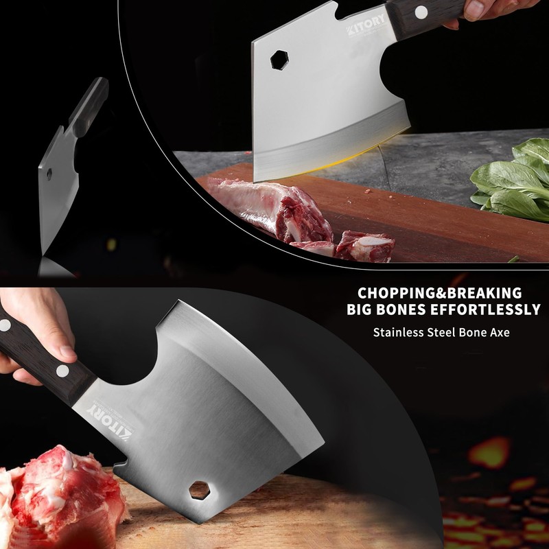 Kitory Meat Cleaver, Heavy Duty Bone Chopper Cleaver Knife, Full