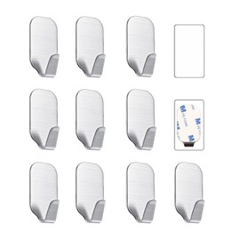 Kiemeu Small Self Adhesive Hooks for Hanging Heavy Duty Stick On Hooks for Wall Sticky Hooks, Pack of 10