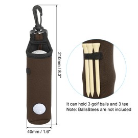 PATIKIL Golf Ball Carry Bag, 1 Pcs Golf Tee Holder Pouch Portable Neoprene Golf Ball Holder with Clip for Men and Women Storage Gifts, Brown