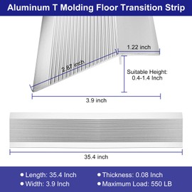 uxcell Aluminum Floor Transition Strip, 35.4inch Door/Tile/Carpet to Tile Transition Strip, Carpet Edging Strip for Laminate Doorway Edge, Fit Height 0.4-1.4 Inch(Silver)