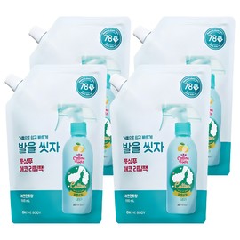 On the Body Cotton Foot Wash Your Feet Foot Shampoo Lemon Mint Fragrance Eco Refill Pack, 1 Pack, 4 Pieces, 500ml / 온더바디 코튼풋 발을 씻자 풋샴푸 레몬민트향 에코 리필팩, 1개입, 4개, 500ml