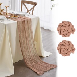Nialnant 2 Pack Rosybrown Table Runners, Dusty Rose Dusty Rose Cheesecloth Table Runner 120 inches Cheese Cloth Table Runner for Party Chair Sashes