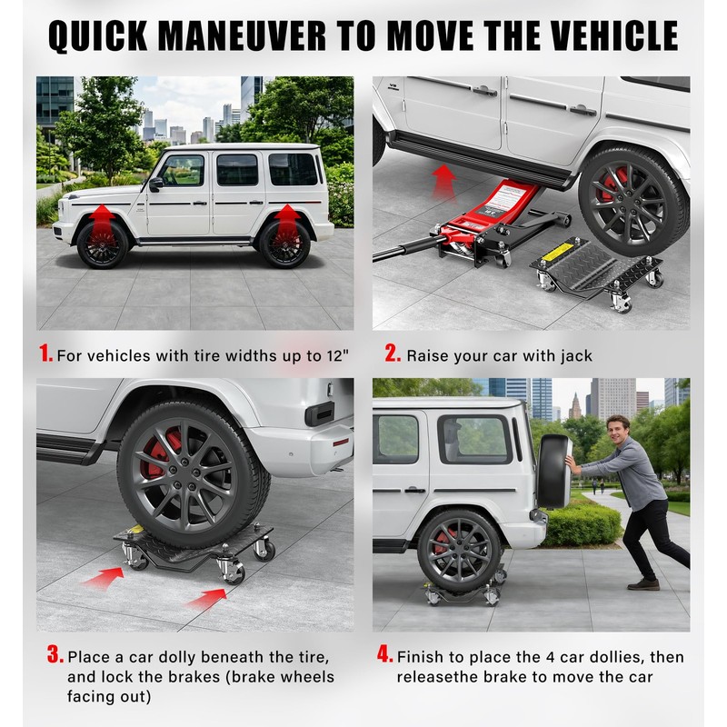 Car Wheel Dolly 3000LBS Heavy Duty Car Moving Dolly with