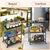 DAOUTIME Grill Cart for Outside, 3-Tier BBQ Food Prep Rolling