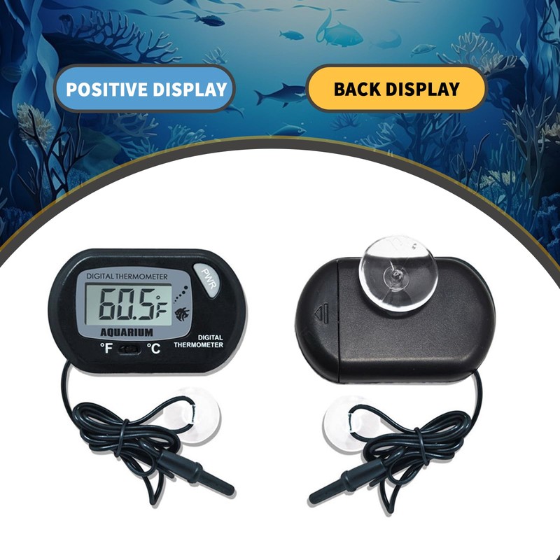 2-Pack Digital Aquarium Thermometers with Probe & Suction Cup -