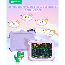 KOKODI LCD Writing Tablet for 3 4 5 6 7 8 Years Old Kids, Colorful Doodle Board, Writing Drawing Tablet, Educational Learning Toys Christmas Birthday Gift for Girl, Purple