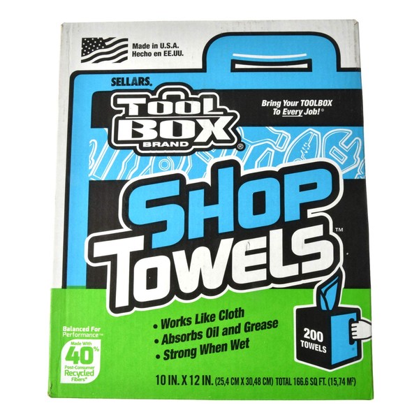 Sellars Wipers & Sorbents Blue Shop Towels, 200-Ct. Box 5520201