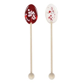 Melville Candy Hard Candy Red & White Peppermint Spoons Lollipop On Wooden Ball Sticks, 5 Count Gusset Bag