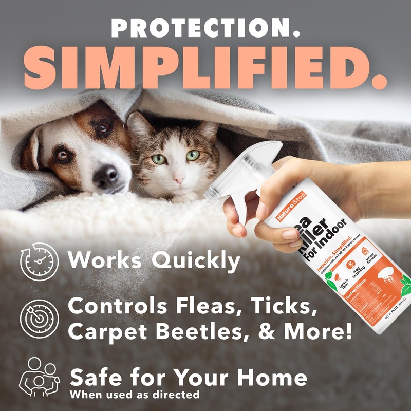 NatureStop Flea Killer Spray for Indoor Use, Fast-Acting Flea Treatment