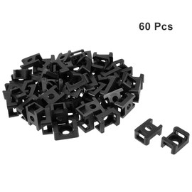 uxcell Cable Tie Mount Base Saddle Type Wire Holder Nylon 9.2mm Hole Width Black 60Pcs