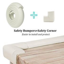 Edge Protectors For Baby, 2M * 2 Foam Safety Bumper and 8 Corner Guard, Baby Proofing Foam Edge Guard, Thicken Soft Protective, Edge Corner Guard for Baby, Kids and Child (Black)