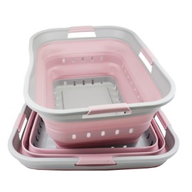 SAMMART 42L(11 gallons) Collapsible Plastic Laundry Basket - Foldable Pop Up Storage Container/Organizer - Portable Laundry Hamper- Space Saving Outdoor