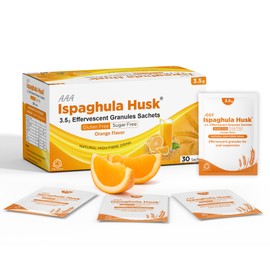 AAA Ispaghula Husk Orange Flavor – 30 Sachets |Natural High Fibre Drink | Effervescent Granules Sachets