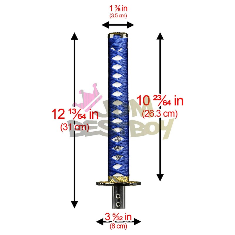 JDMBESTBOY Samurai Sword Blue White Shift Knob Shifter Alloy Katana