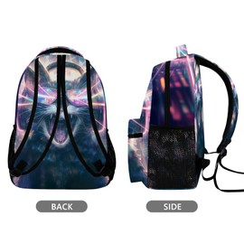 KOYI Cat Backpack for Kids - Crazy Lazer DJ Cat with Sunglasses School Backpack - Funny Animal Bookbag for Girls and Boys - Children Daypack Travel Laptop Backpack, 16.5 Inch