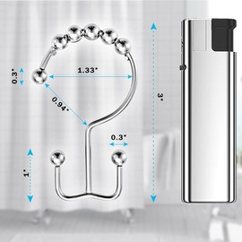 ECESLENT Shower Curtain Rings Set of 12 Rust-Resistant Metal Double Glide Rollers Hooks for Shower Curtain, Easy Install Rolling Hooks Rings Shower Rings for Bathroom Shower Curtain Rod, Silver