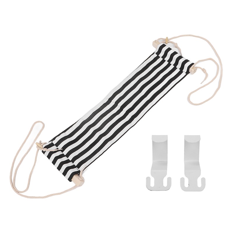 Footrest Black and White Streaks Soft Breathable Adjustable Foot Hammock