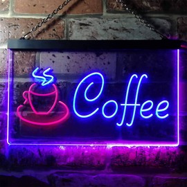 Coffee Shop Hot Cup Illuminated Dual Colour LED Bar Light Neon Light Advertising Neon Sign Red & Blue 300 x 210 mm st6s32-i0433-rb