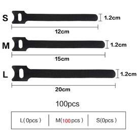 Rhimooay Pack of 100 Cable Ties, Resealable, 150 x 12 mm, Reusable Velcro Cable Ties, Velcro Cable Ties, Velcro Cable Ties, Velcro Cable Ties, Velcro Straps