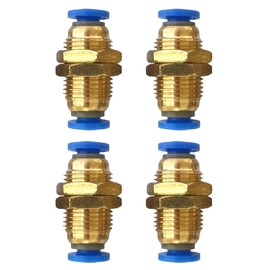 PM-4(4mm) OD Hose Tube One Touch Push Into Gas Connector, Bulkhead Union Push to Connect Tube Fitting, Diaphragm Straight Through Pneumatic Push-in Fittings, Garden Plumbing Adapter, 12PCS