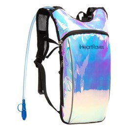 iHeartRaves Ice & Everything Nice Hydration Pack Cute Holographic Rave Water Backpack Hydropack 2 L - Raves, Music Festivals, Hiking, Running, Outdoor Activities, Exercise, Biking (Rainbow, One Size)