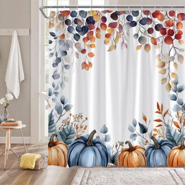 MYYJYY Fall Pumpkin Shower Curtain 70" W x 70" L for Bathroom,with Hooks